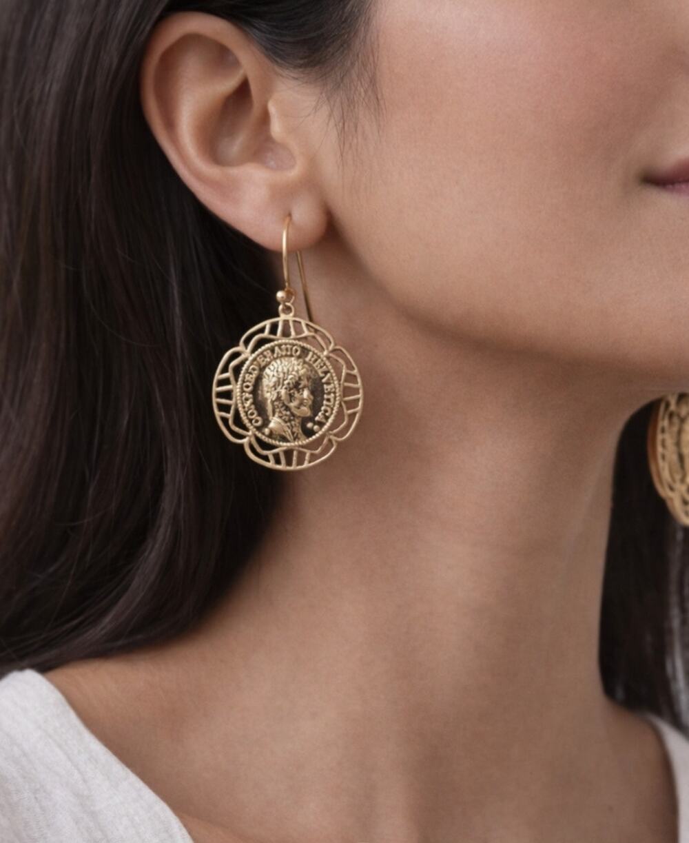 Pomina Gold Coin Earrings New